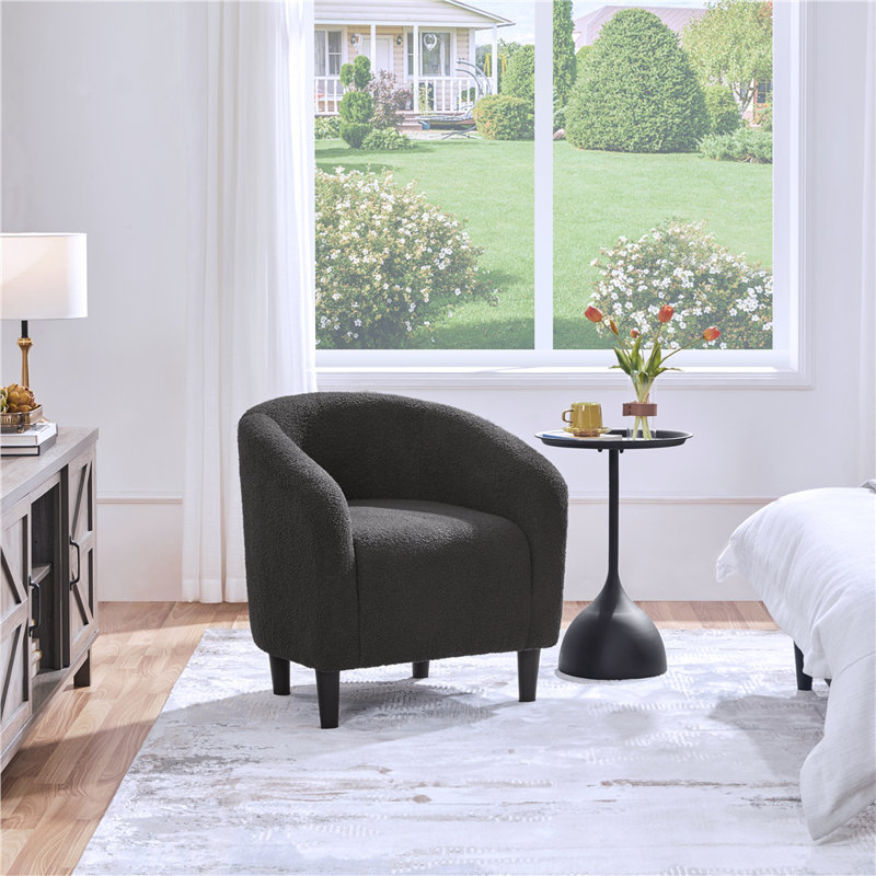 Boucle Club Chair Combining Contemporary and Traditional Design, Dark Grey