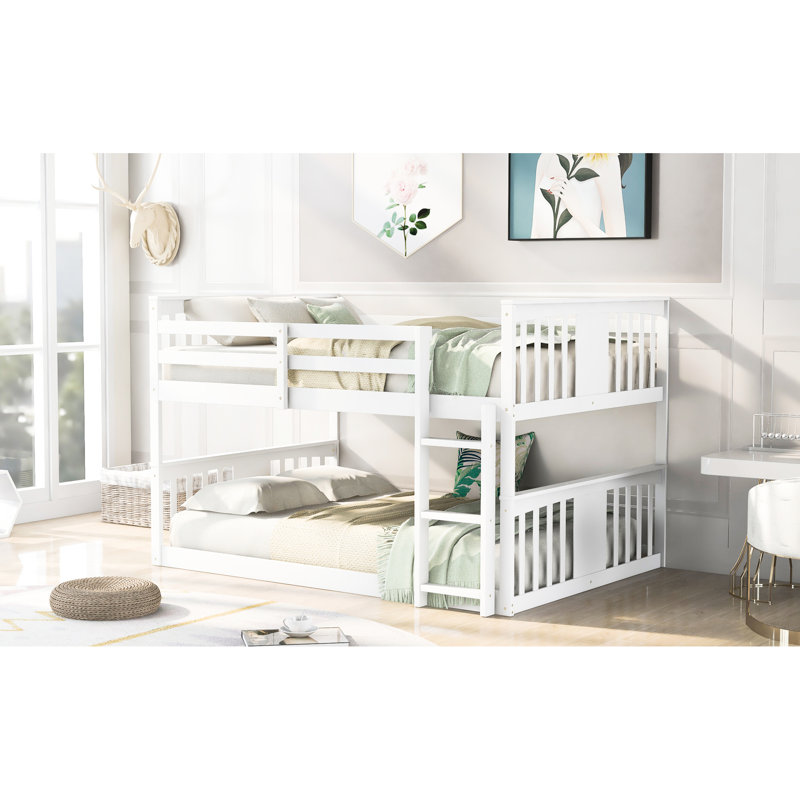 Lit double superposé au-dessus en blanc - construction pour la fiabilité, s'adapte aux matelas, comprend et mesure les caractéristiques de taille