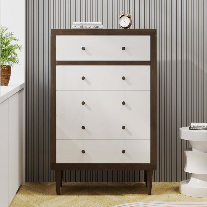 Commode à 5 tiroirs, une solution de rangement pour la chambre à coucher, Gris