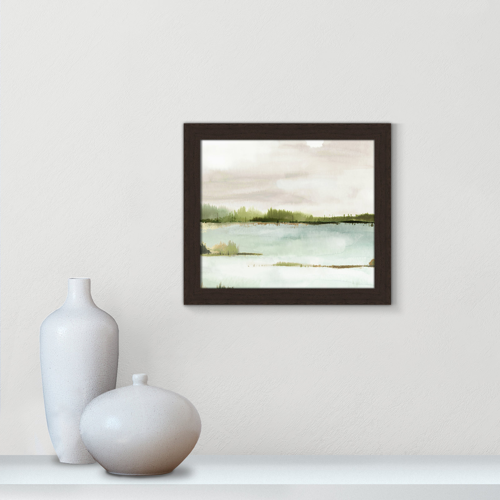 Silent Lake, 14" H x 16" W x 1.12" D, Walnut Framed