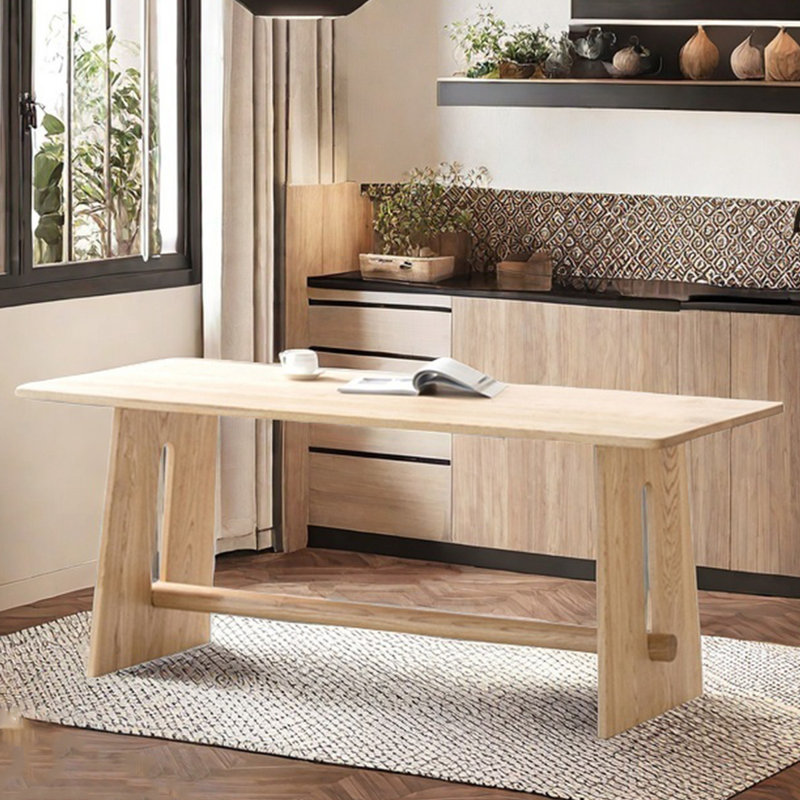 Table en bois de frêne, H 29,53 po x L 86,61 po x l 29,53 po