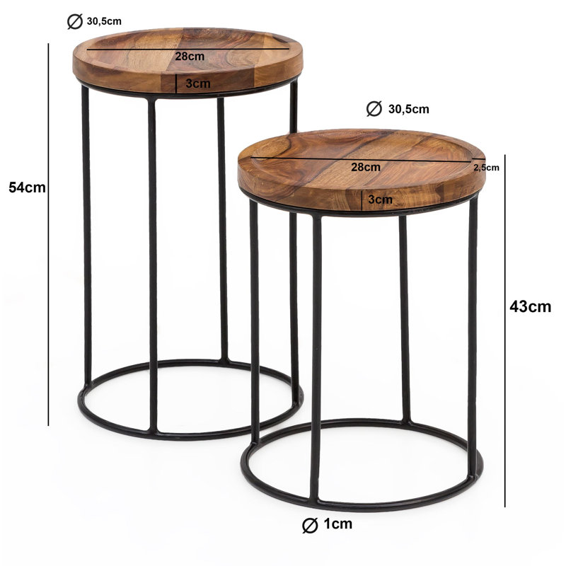 Aldrick Solid Wood Frame Nesting Tables