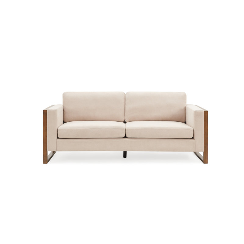 Canapé moderne avec pieds en bois massif, Taupe