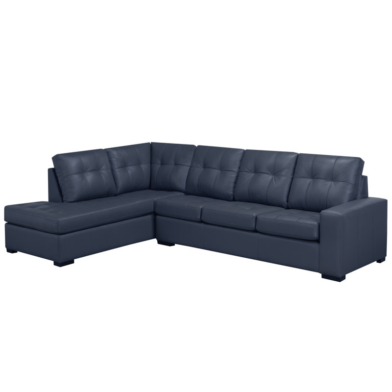 Canapé modulaire en cuir Yeprad, Face à la gauche, Cuir bleu assorti