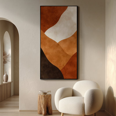 Extra Large Wall Art Fabric Print - Abstract Wave Art Earthy Toned Wavy Pattern Contemporary Artwork Decor for Living Room or Bedroom - "Frame Assembly Required (Unfinished Frame)"