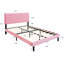 Grand lit en rose avec tête de lit tapissier en lin - Aucun sommier requis, processus d'assemblage simple, support de sommier à lattes de bois, ressort de plateforme de 600 lb, facile à supporter-1539177473-1539177476