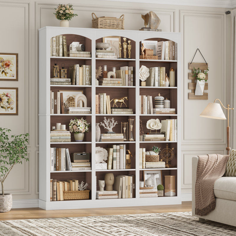 Bibliothèque standard avec tablettes réglables Huckins, White/Brown