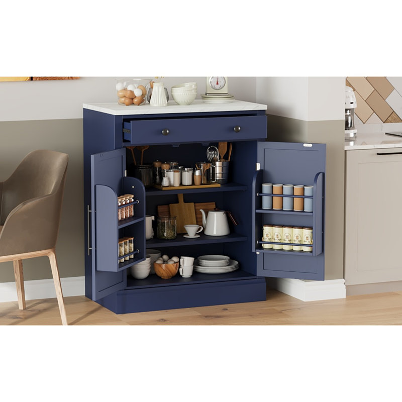 Garde-manger autoportant avec tiroir et 2 tablettes réglables pour café