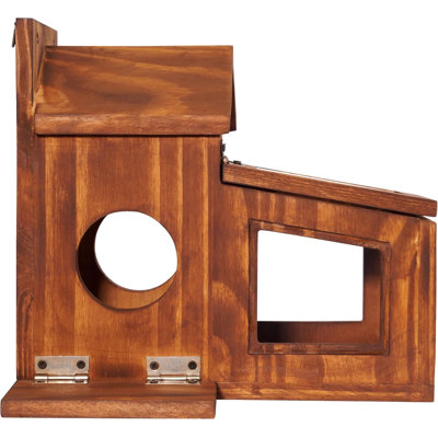 Mangeoire à écureuils en bois, mangeoires à écureuils pour l'extérieur, mangeoire à tamias en bois pour le maïs, arachides, boîte durable facile à remplir avec panneau supérieur amovible