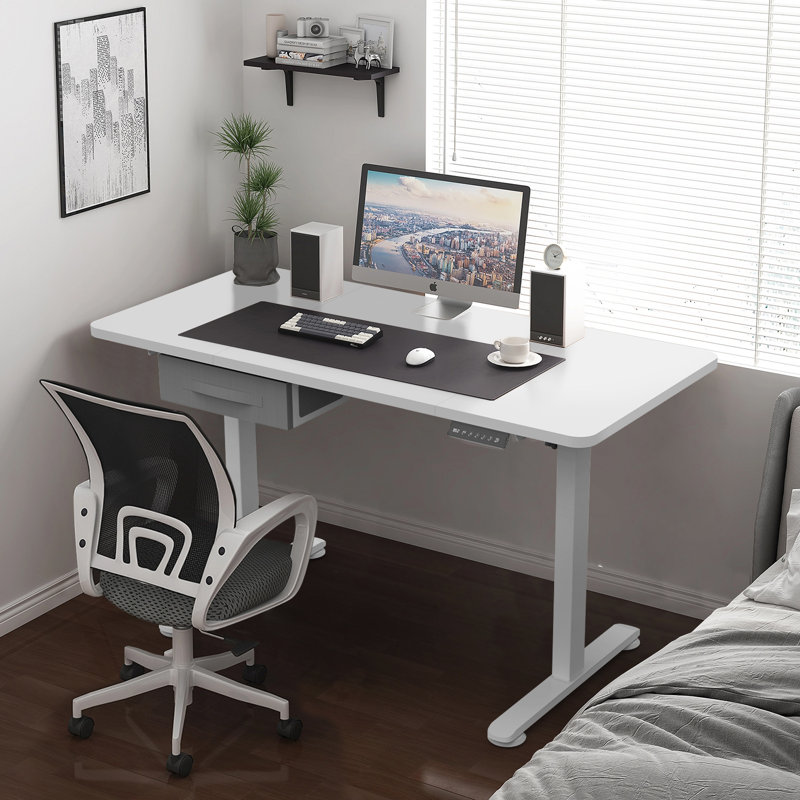 Antlia Adjustable Metal Base Standing Desk, White, White