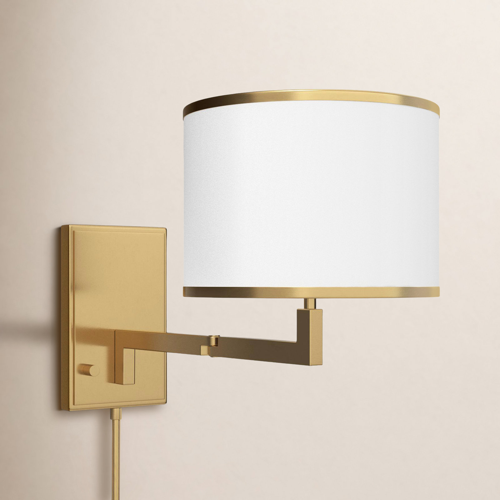 Cobblefield Single Light Dimmable Swing Arm Sconce, Aged Brass