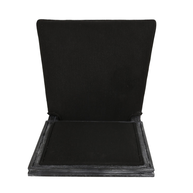 Chaises de salle à manger rembourrées en tissu noir - d'inspiration champêtre, rectangulaires, pieds cannelés, de 2
