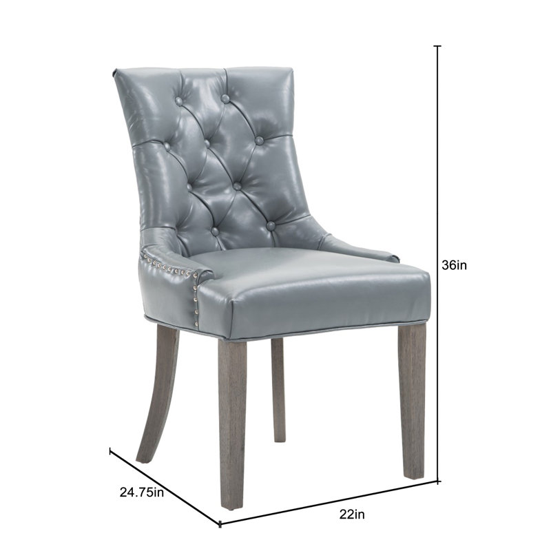 52.71cm H Tufted Polyurethane Upholstered Side Chair in Grey, Grey