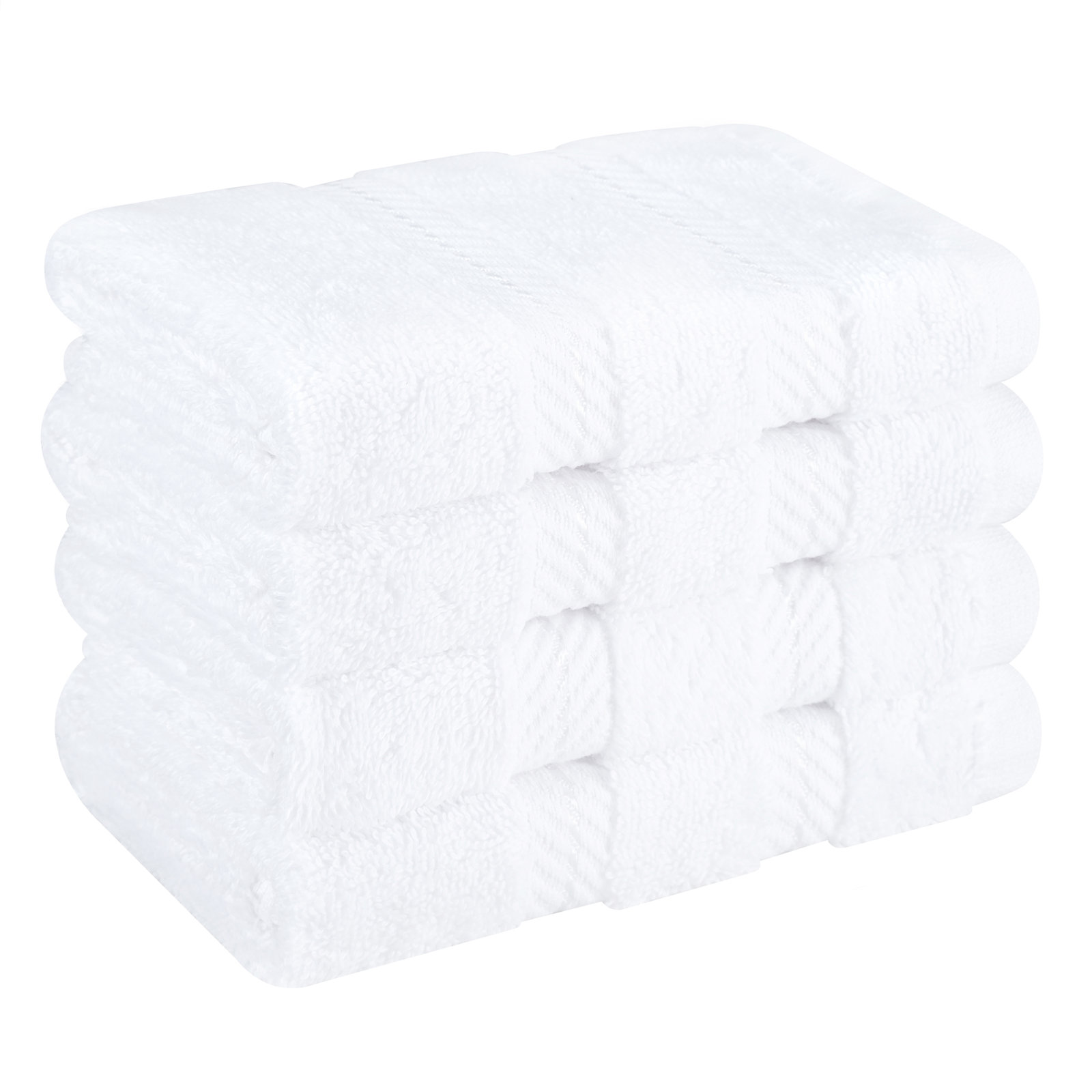 Darcelle 100% Cotton 4-Piece Turkish Washcloth Set, Bright White