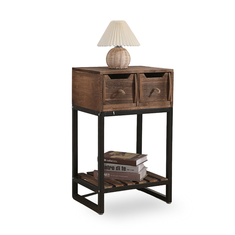 Console rectangulaire en bois massif noyer foncé