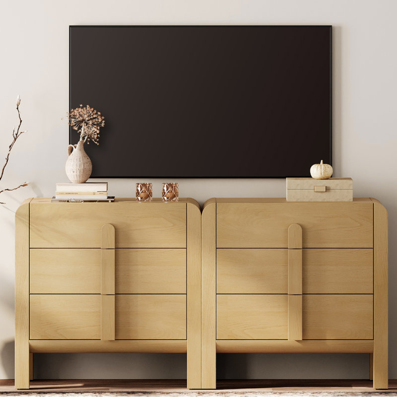 Meuble télé avec commode Adora, Chêne