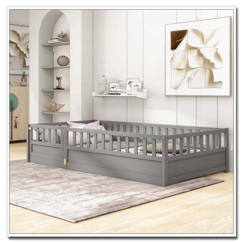 Lit en bois, Gris, Lit simple