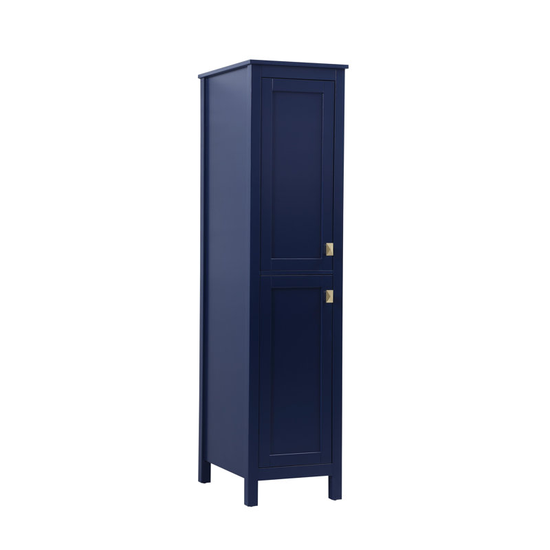 Destinymarie Linen Cabinet, Blue/Gold, 65"H x 16"W x 22"D