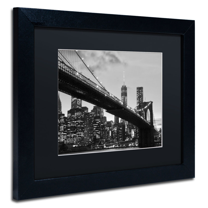 Rindge «Brooklyn Bridge 5» par CATeyes, reproduction de photo encadrée, H 11 po x l 14 po, Noir