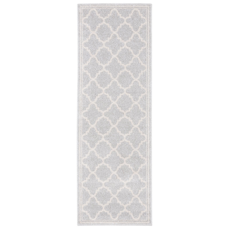 Tapis géométrique Ammundsen, Tapis de couloir 2 pi 3 po x 7 pi, Gris clair/beige