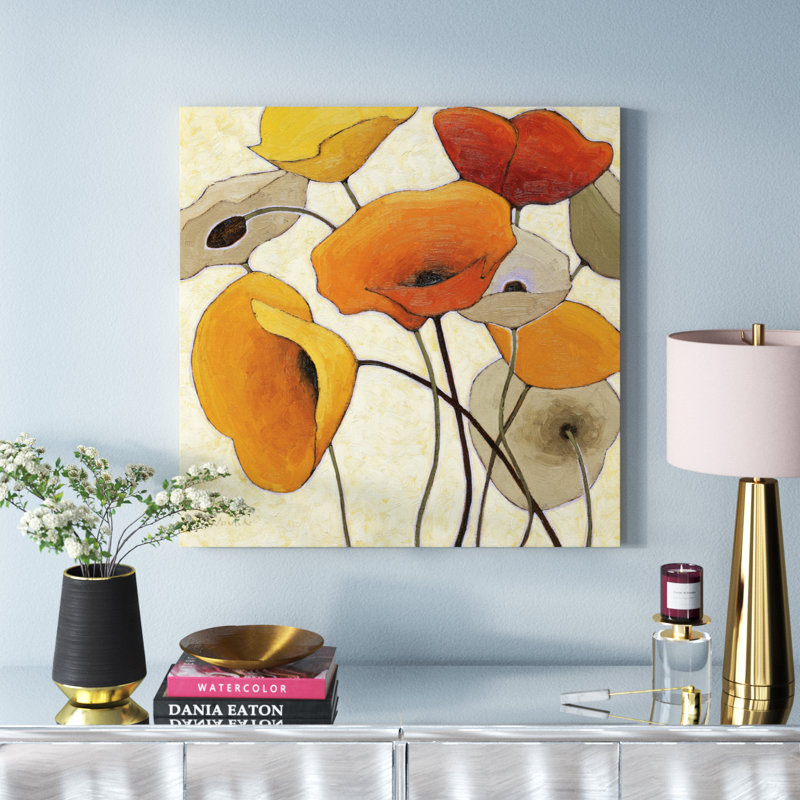 Pumpkin Poppies III by Shirley Novak - Wrapped Canvas Painting, 91cm H x 91cm W