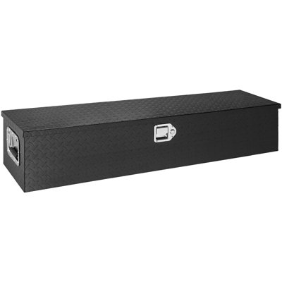Heavy Duty Aluminum Truck Bed Tool Box, Diamond Plate Tool Box With Side Handle And Lock Keys, Storage Tool Box Chest Box Organizer For Pickup, Truck Bed, RV, Trailer, 48"X15"X15", Black