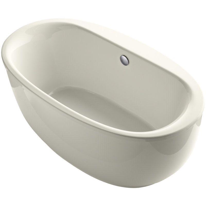 Sunstruck Freestanding 65.5" x 35.5" Soaking Bathtub, Biscuit