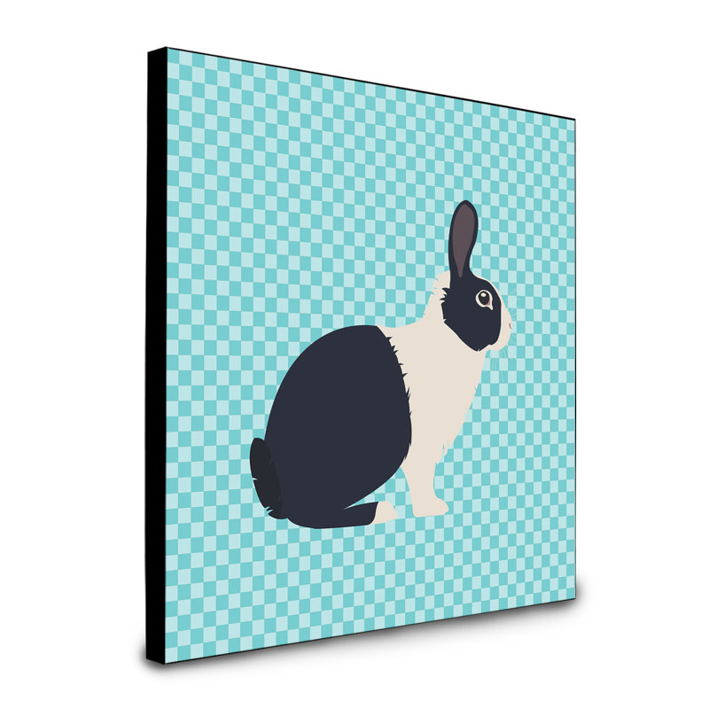 « hollandais lapin check », art encadré Brooksby, bleu