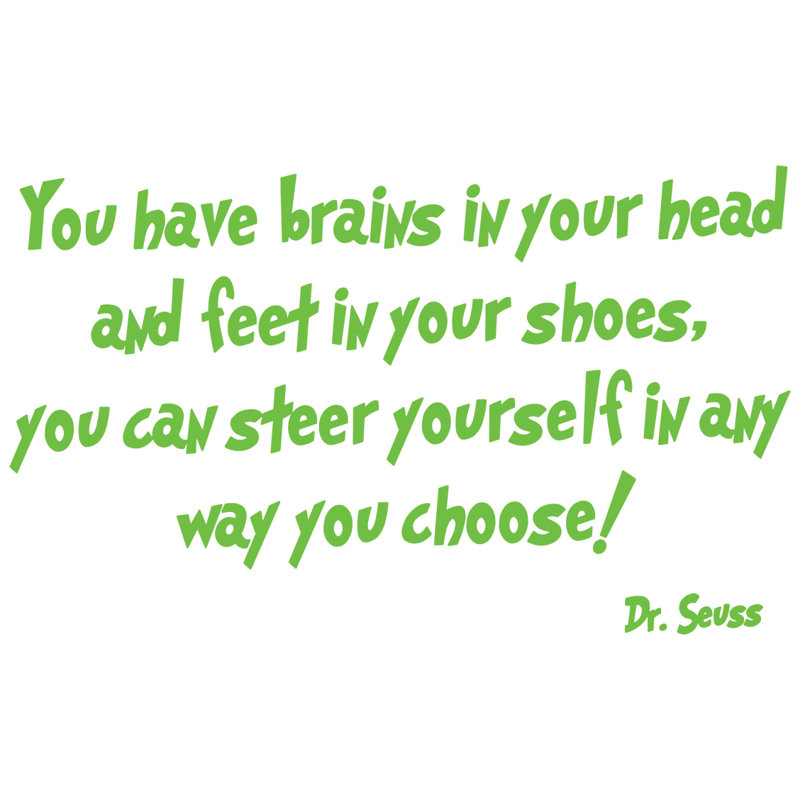 Adhésif décoratif Dr Seuss «You Have Brains in Your Head», Vert lime