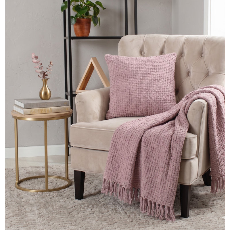 Jeté en chenille façon vannerie, Purple