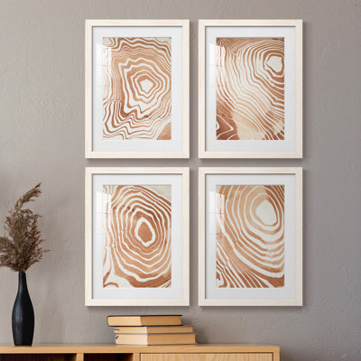 «Wood Grain Suminagashi I», ensemble de 4 reproductions de cadres photo