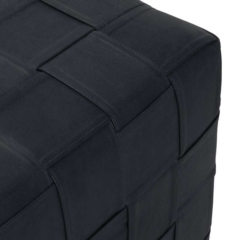 Weston Mirage Leather Ottoman Footstool In Light Tan, Black