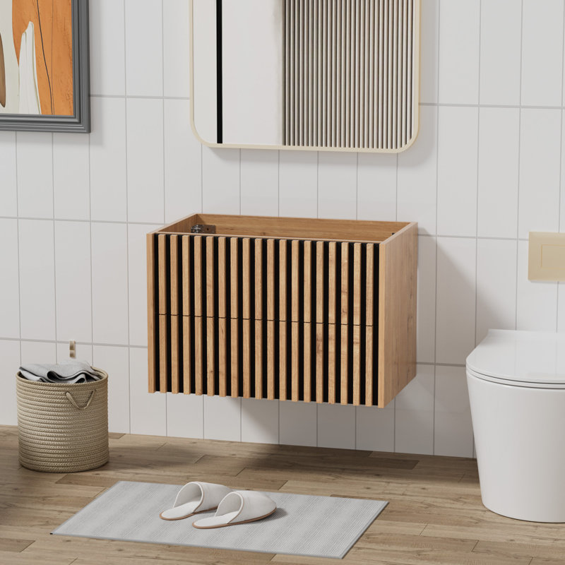 Base de meuble-lavabo simple 30 po seulement, meuble flottant sans comptoir d'évier, Chêne
