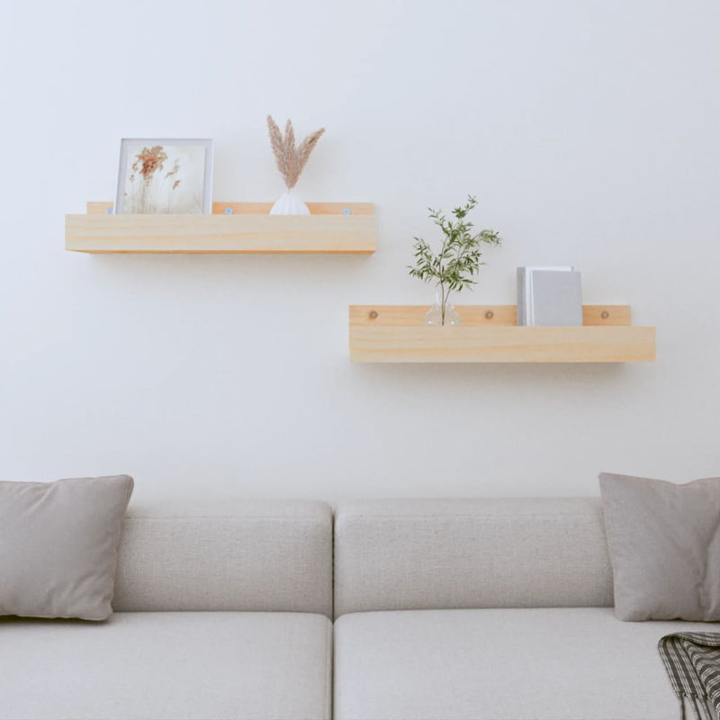 Kursty 2 Piece Pine Solid Wood, Light Brown, 9cm H x 50cm W x 12cm D