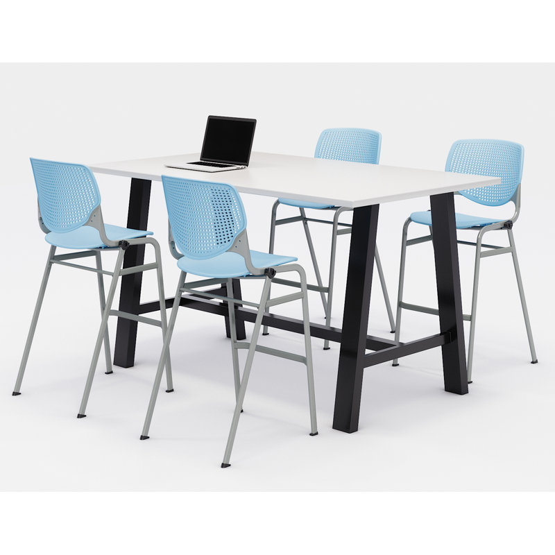 Midtown 72'' Rectangle Conference Table, 41" H x 72" W x 36" D, Designer White, Sky Blue
