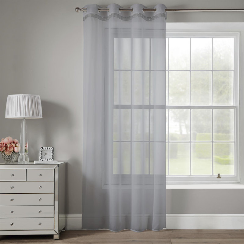 Asta Sheer Curtain Single Panel, 137.16 W x 144.78 D cm, Silver
