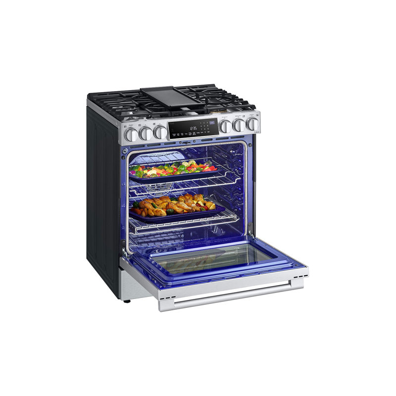 30" 6.3 cu. ft. Smart Slide-in Natural Gas Range with Convection Oven, Stainless Steel
