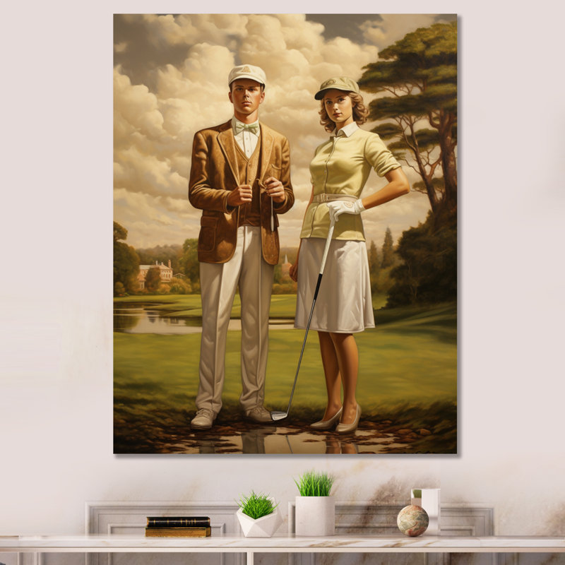 Ombra rétro, golf intemporel - art sur toile de golf, Toile tendue, H 20 po x l 12 po x P 1 po