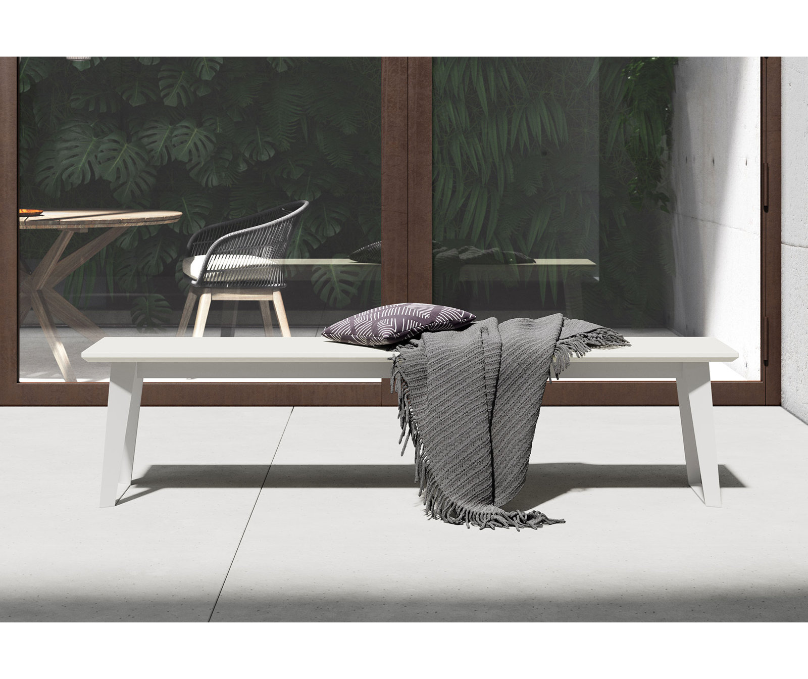 Rami 76" Garden Bench, Performance Stone