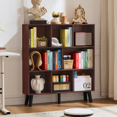 8 Cube Book Shelf,3 Tier Bookshelf With Legs, Modern Open Storage Organizer,Boho Bookcase,Display Cabinet Shelf Free Standing Bookshelves For Bedroom,Living Room,Office