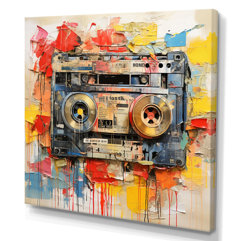 Cassette Tapes Retro Vibes II - Music Canvas Print, 36" H x 36" W, Toile tendue