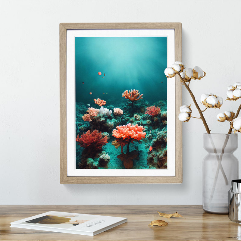 XV1022-4498X The Coral Reef - Single Picture Frame Print, Oak Framed, 64cm H x 46cm W x 2cm D