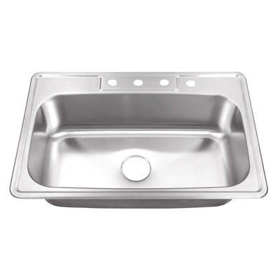 33'' L Drop-In Single Bowl Stainless Steel Kitchen Sink