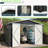 10x10 Ft Metal Outdoor Shed With Lockable Doors. Construction, Galvanized Steel. Spacious Interior. Ventilated, Waterproof. Black. For Lawn & Backyard, Patio Steel Frame. Ventilation Waterproof