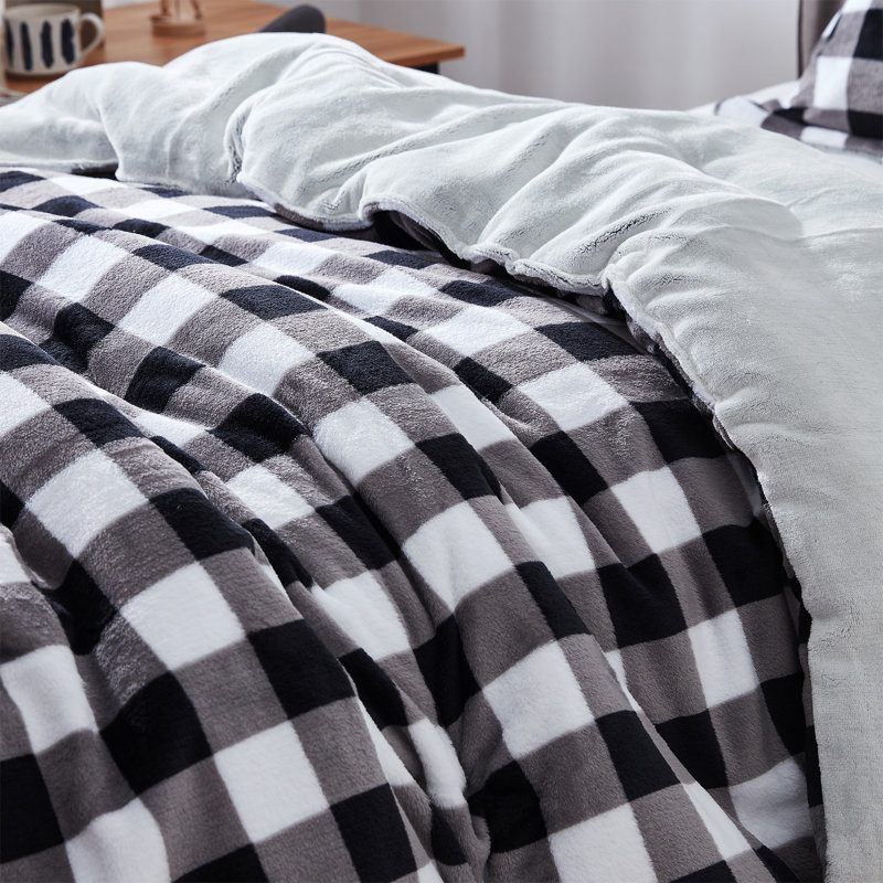 Ensemble d'édredon en microfibre 2 pièces Coma, Noir / gris / blanc