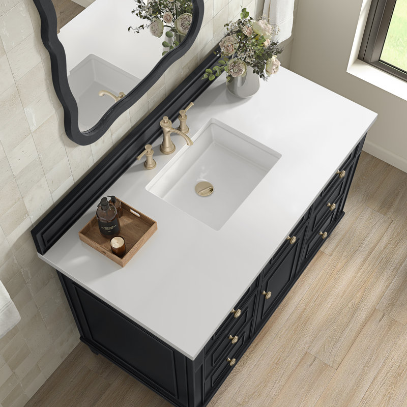 Lorelai 48'' W Single Vanity, Black Onyx, 8" Widespread, White Zeus Quartz