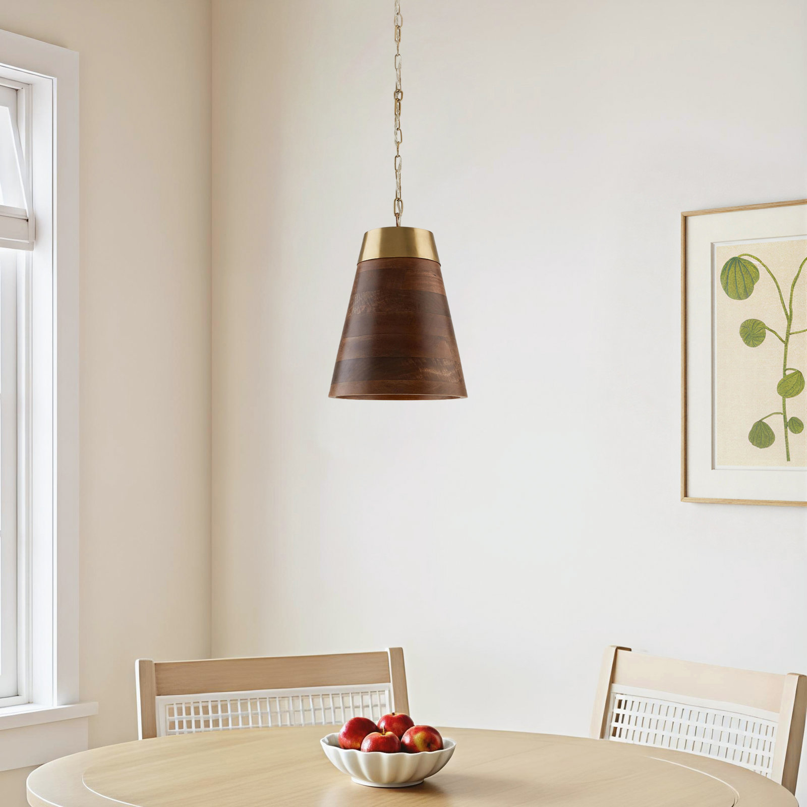 Single Light Solid Wood Dimmable Pendant