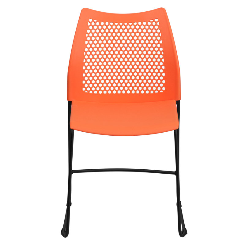 Oliverson 661 lb. Capacity Stack Chair with Air-Vent Back and Powder Coated Sled Base, Orange