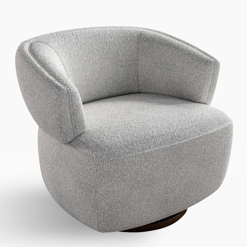 Surdimensionné pivotant à 360 degrés en gris - rembourrage en mousse confortable, tissu de revêtement, - chaise d'appoint entièrement assemblée, fabrication, résistance aux taches