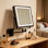 Miroir de maquillage, miroir de maquillage illuminé mural - rechargeable, double grossissement 1 / 10X, DEL à 3 couleurs à intensité variable, rotation à 360 ° et bras extensible
